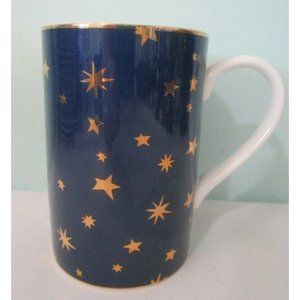 Galaxy by Sakura Mug 14kt Gold Stars on Dark Blue Fine Porcelain Indonesia EUC